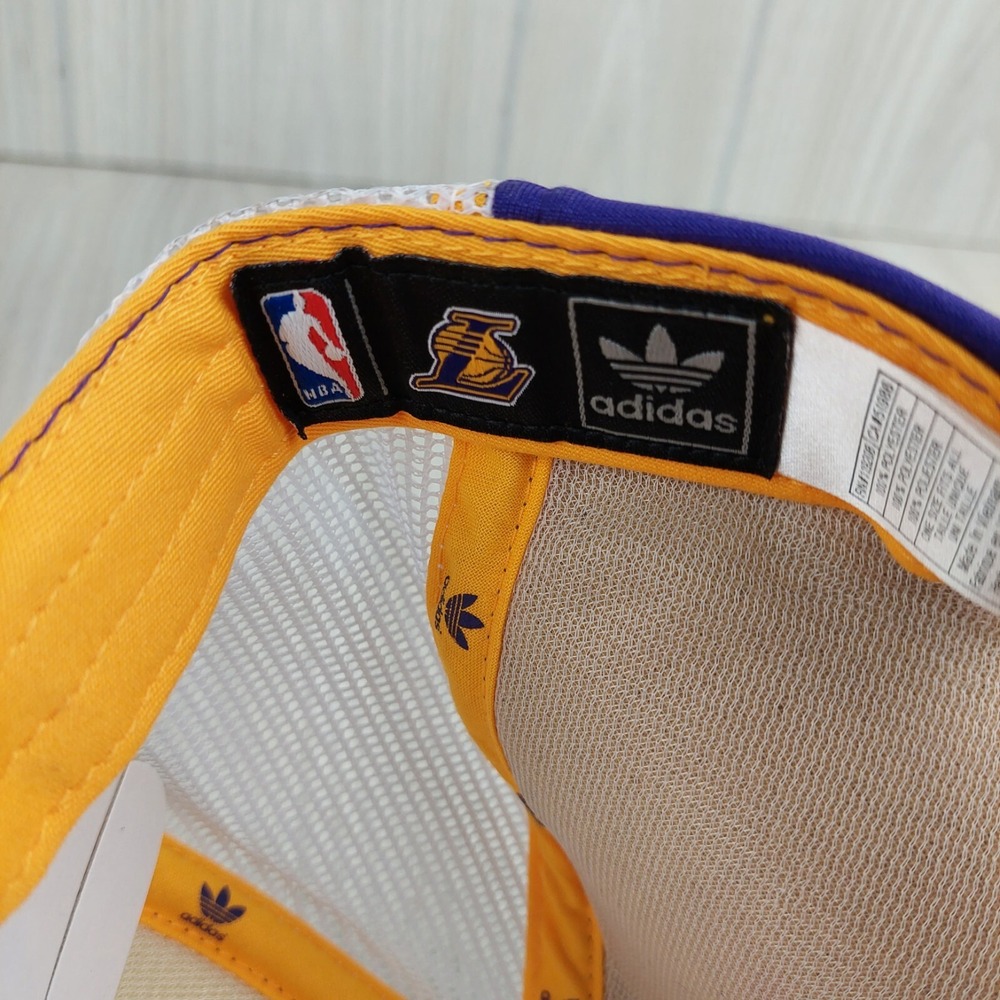 Adidas LA Lakers Trucker Hat Mens OS Purple NBA Snapback Mesh Foam Trefoil Logo - Picture 8 of 8